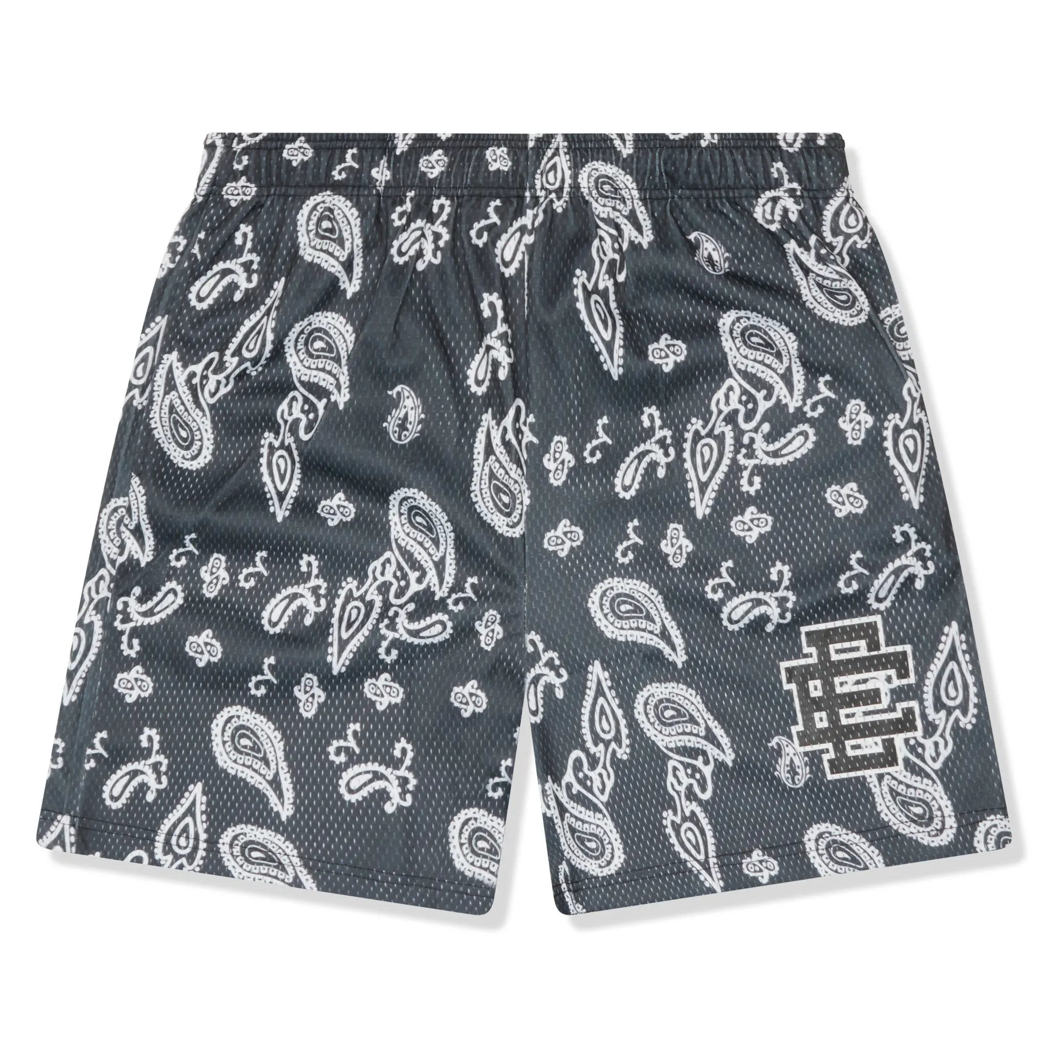 Front View of Eric Emanuel EE Basic Black Paisley Bandana Shorts